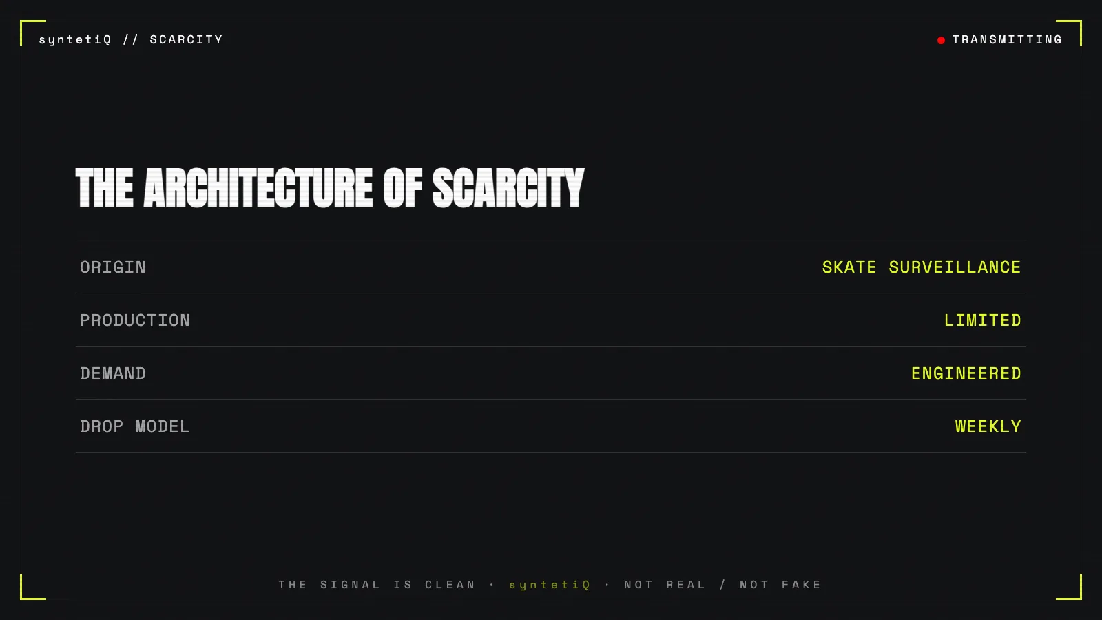 Table describing Supreme's architecture of scarcity: surveillance origins, limited production, engineered demand, weekly drops