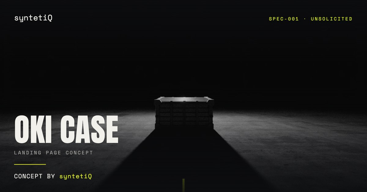 SPEC-001 — OKI CASE landing page concept by syntetiQ