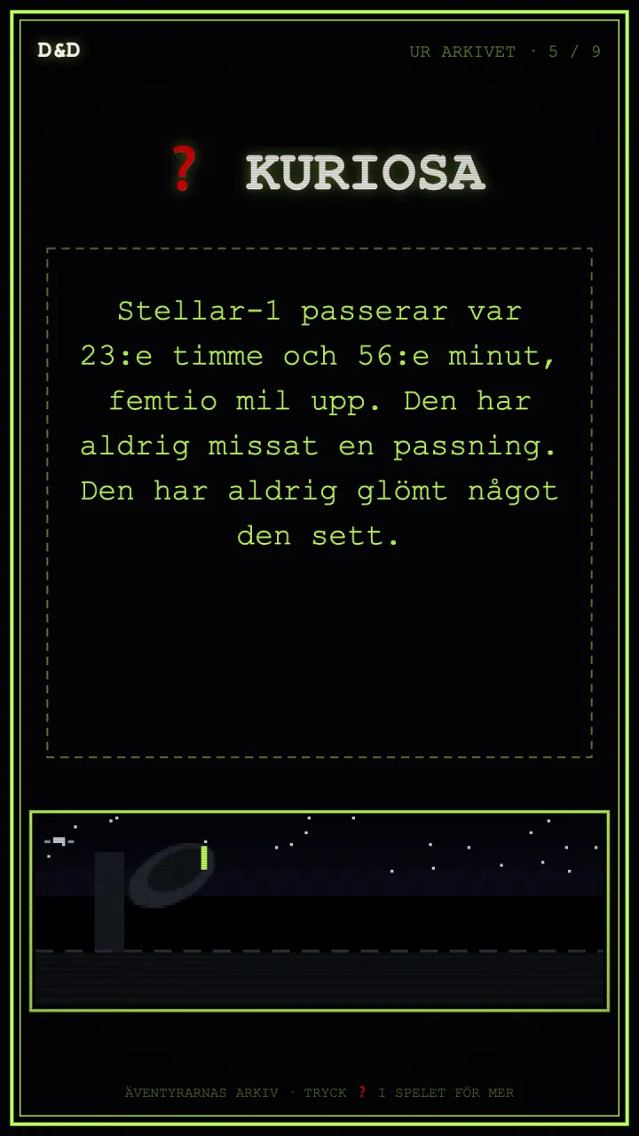 Kuriosakort om satelliten Stellar-1 och dess 23-timmarsbana.